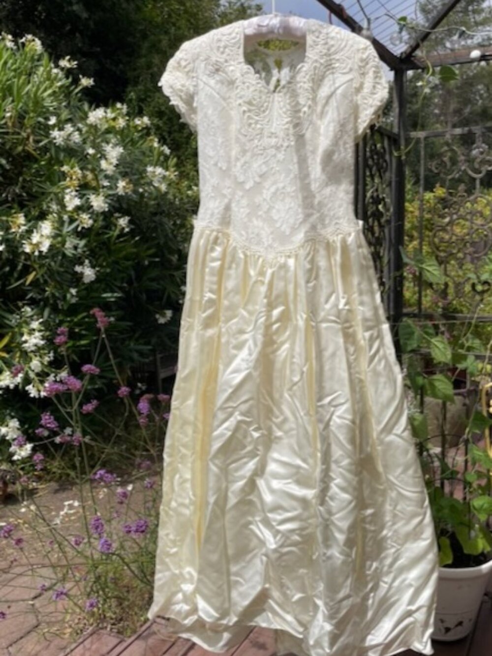 Vintage Jessica McClintock satin bridal gown, ivory color, size 11/12